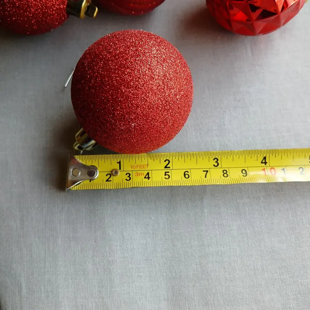 Holiday Time 40 Shatterproof Ball Ornaments red glitter orbs with hooks